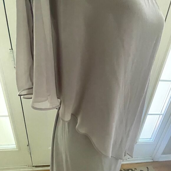 SLNY New York Dress Size 6 Formal Gray Wedding Bride Beaded Layered Holiday - Picture 6 of 16